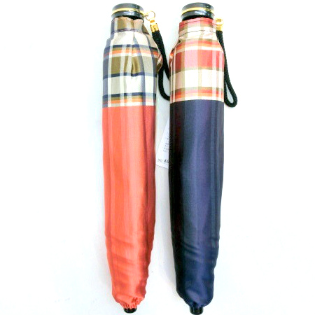【日本製】【雨傘】【折りたたみ傘】日本製甲州産先染朱子格子織生地軽量コンパクト折畳傘