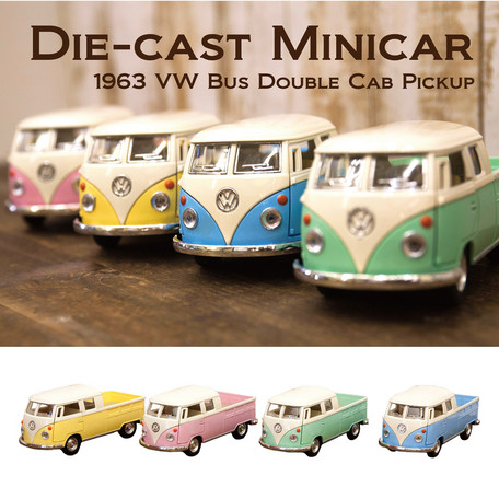 【1963 VW Bus Double Cab Pickup (Pastel Color)1:34(M)】ダイキャストミニカー12台セット★