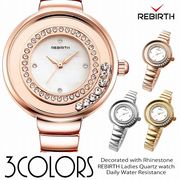【REBIRTH リバース】セイコームーブメント 日常生活防水 華やかなラインストーン RB013 レディース腕時計