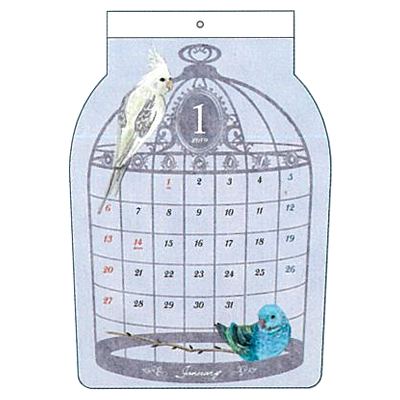 ダイカット壁掛けカレンダー 鳥かご