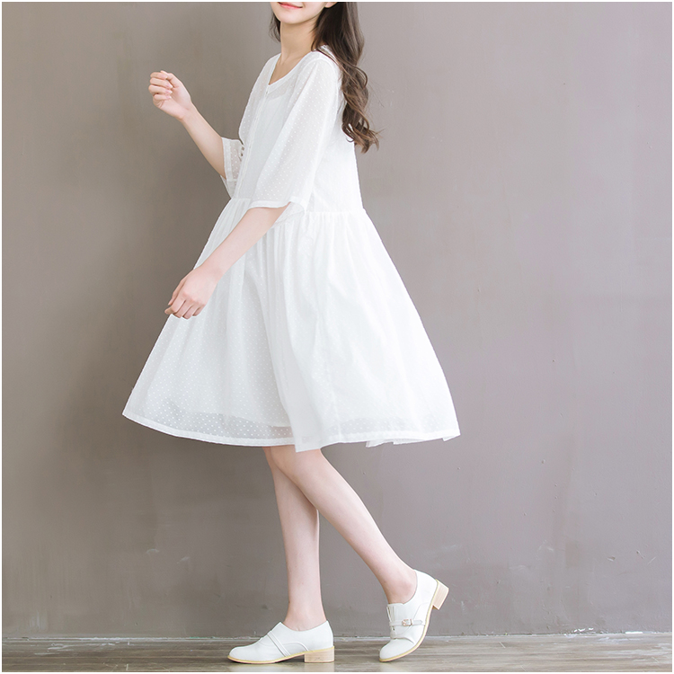 白ワンピース 2点セット キャミワンピ 5分袖 シースルー アパレル 株式会社 シャローム 問屋 仕入れ 卸 卸売の専門 仕入れならnetsea