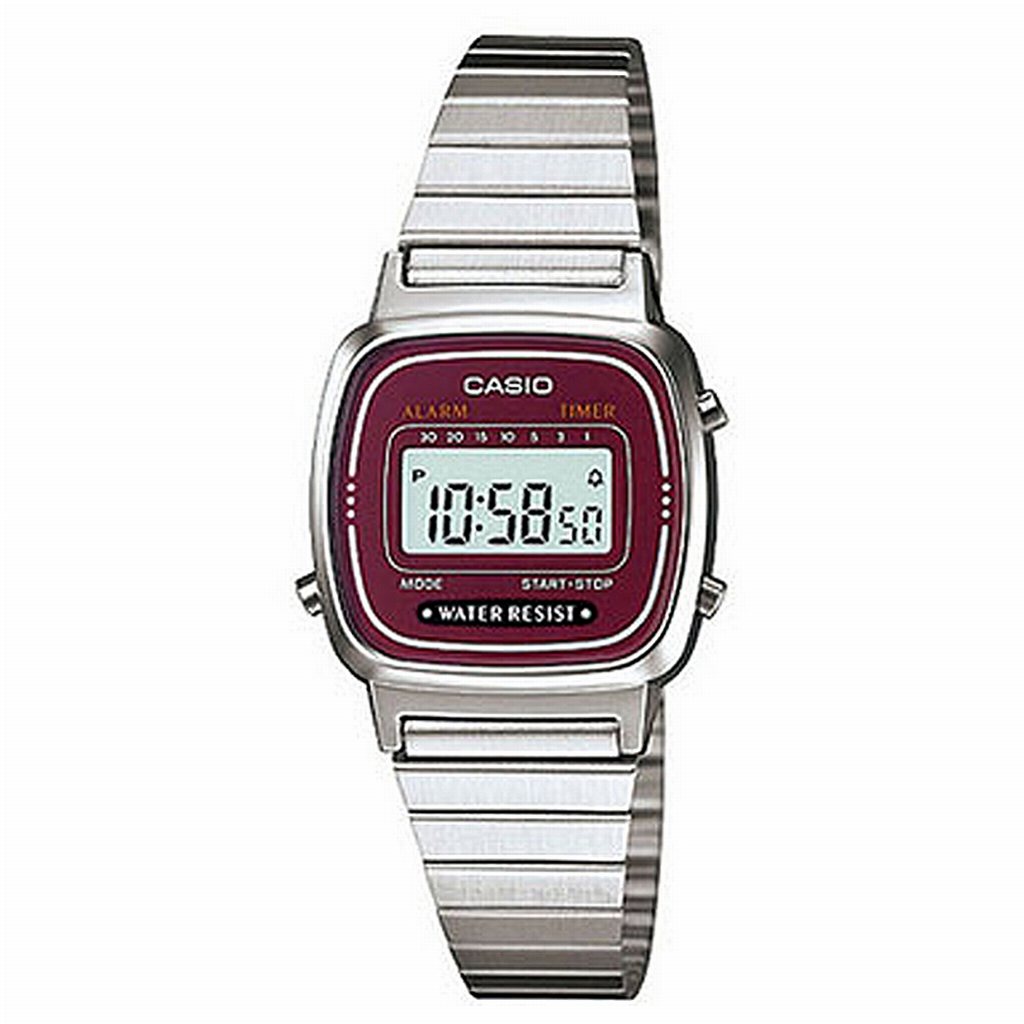 CASIO腕時計 デジタル表示 長方形 カレンダー LA670WA-4 チプカシ レディース腕時計