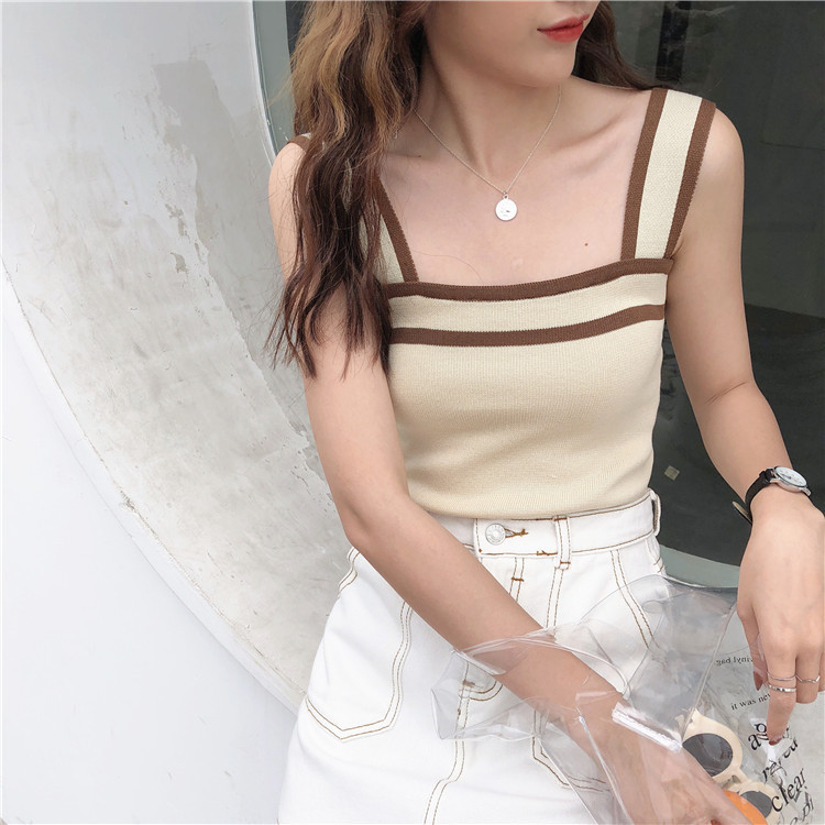 2019新品発売/韓国ファッション/上品/女性らしい/高品質で/大人気/CHIC気質/スリム/ニット/タンクトップ