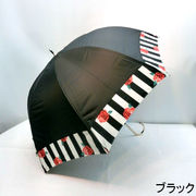 【晴雨兼用】【長傘】高度な耐水性＆UVカット率99％！ストライプローズ切継柄晴雨兼用手開傘
