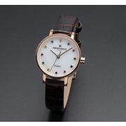 正規品AMORE DOLCE腕時計アモーレドルチェ AD18301-PGWH/BR ラウンド 革バンド レディース腕時計
