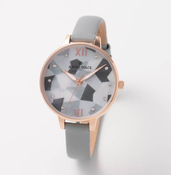 正規品AMORE DOLCE腕時計アモーレドルチェ AD18304-PGWHMOP/GY MOP文字盤 革ベルト レディース腕時計