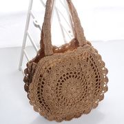 ファッション　レディース　バッグ　　飾り付け　大容量　草編み