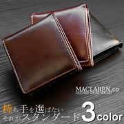本革使用 9枚カード収納 二つ折り財布 短財布 マクラーレン MC-600 メンズ財布
