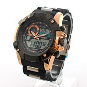 アナデジ HPFS612-PGBK アナログ&デジタル クロノグラフ 防水 ダイバーズウォッチ風メンズ腕時計