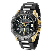 アナデジ HPFS1702-YGBK1 アナログ&デジタル クロノグラフ 防水 ダイバーズウォッチ風メンズ腕時計