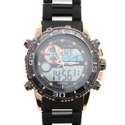 アナデジ デジアナ HPFS622-BKPG アナログ&デジタル 防水 ダイバーズウォッチ風メンズ腕時計 クロノグラフ