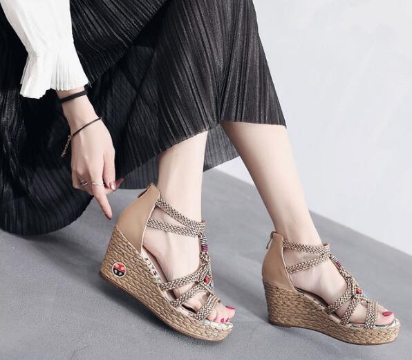 織りシューズ 厚底サンダル 民族風 歩い安い 痛くない 夏サンダル 婦人靴 美脚 オープンドゥ 麻ロープ ファッション雑貨 有限会社 エイチ エム ティ 問屋 仕入れ 卸 卸売の専門 仕入れならnetsea