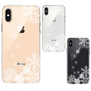 iPhoneX iPhoneXS ワイヤレス充電対応 ソフト クリア 透明 ケース カバー 雪の結晶
