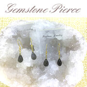 天然石ピアス◆グレームーンストーン