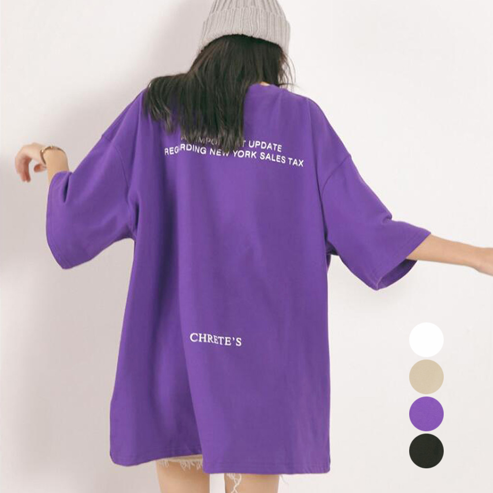 【日本倉庫即納】 Tシャツ レディースカットソー 半袖 英字ロゴ 韓国ファッション ゆったり