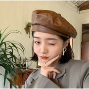 帽子　ハット　ベレー帽　pu　画家　韓国　　流行　無地　レディース　　オシャレ