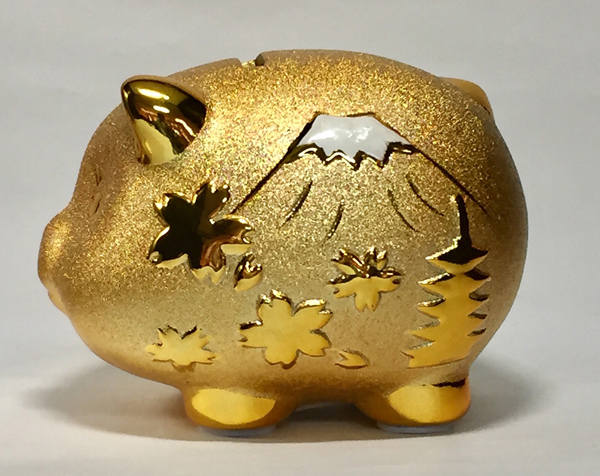 ★開運招福★　お目出度い「縁起の置物」【ジャパン　金ブタ貯金箱】