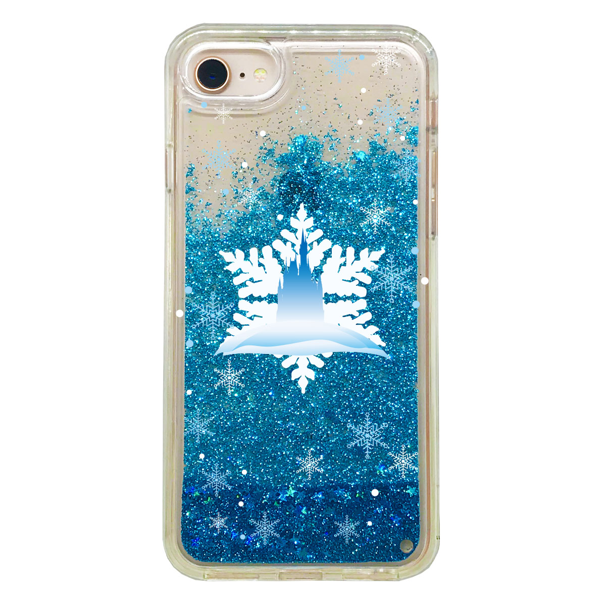 iPhone8 iPhone7 6/6S 対応 CuVery グリッター ソフト ケース シンデレラ城 雪結晶