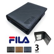 全3色 FILA（フィラ）ドットロゴ型押し ファスナー＆パスケース付き 2つ折り財布 ショート ウォレット