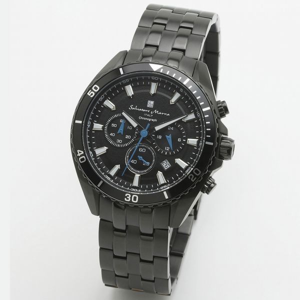 正規品 SalvatoreMarra 腕時計 サルバトーレマーラ SM19113-BKBK クロノグラフ メタルベルト メンズ腕時計