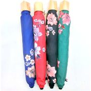 【日本製】【雨傘】【折りたたみ傘】転写プリントリップ格子生地花柄軽量日本製折傘