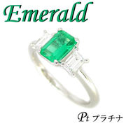 1-1910-06014 IDU  ◆ Pt900 プラチナ リング エメラルド & ダイヤモンド　10.5号