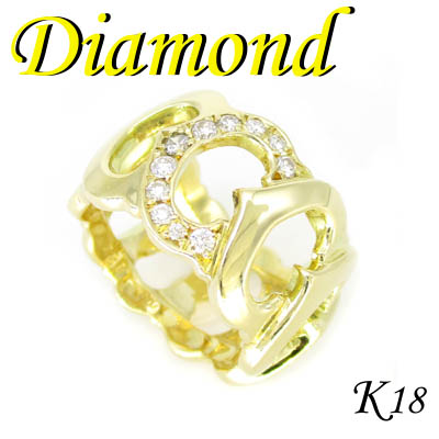 1-1910-02028 IDK  ◆  K18 イエローゴールド デザイン リング  ダイヤモンド 0.24ct　11.5号