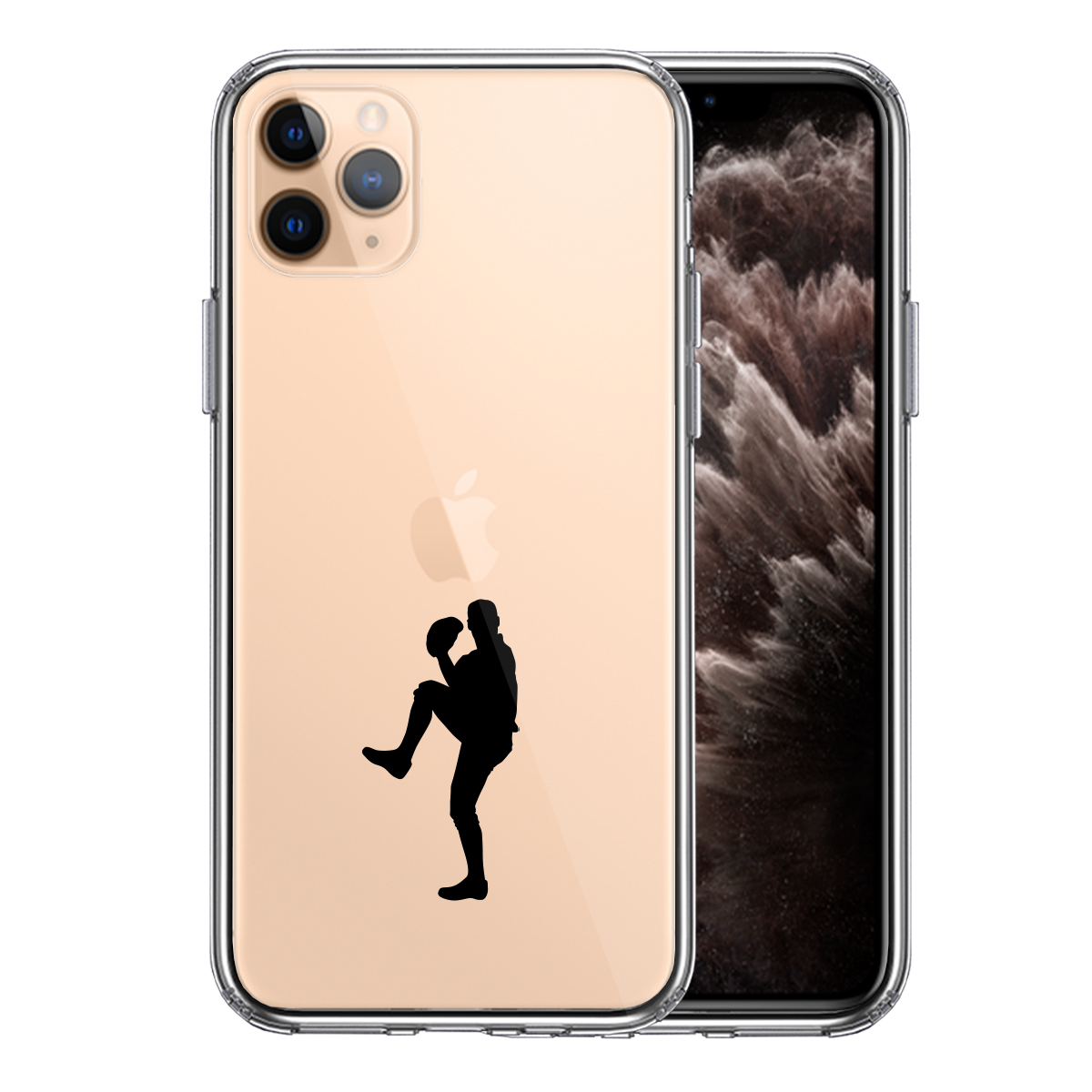 iPhone11pro  側面ソフト 背面ハード ハイブリッド クリア ケース カバー  野球 ピッチャー