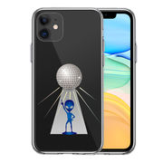 iPhone11 側面ソフト 背面ハード ハイブリッド クリア ケース カバー 宇宙人 ダンシング ミラーボール