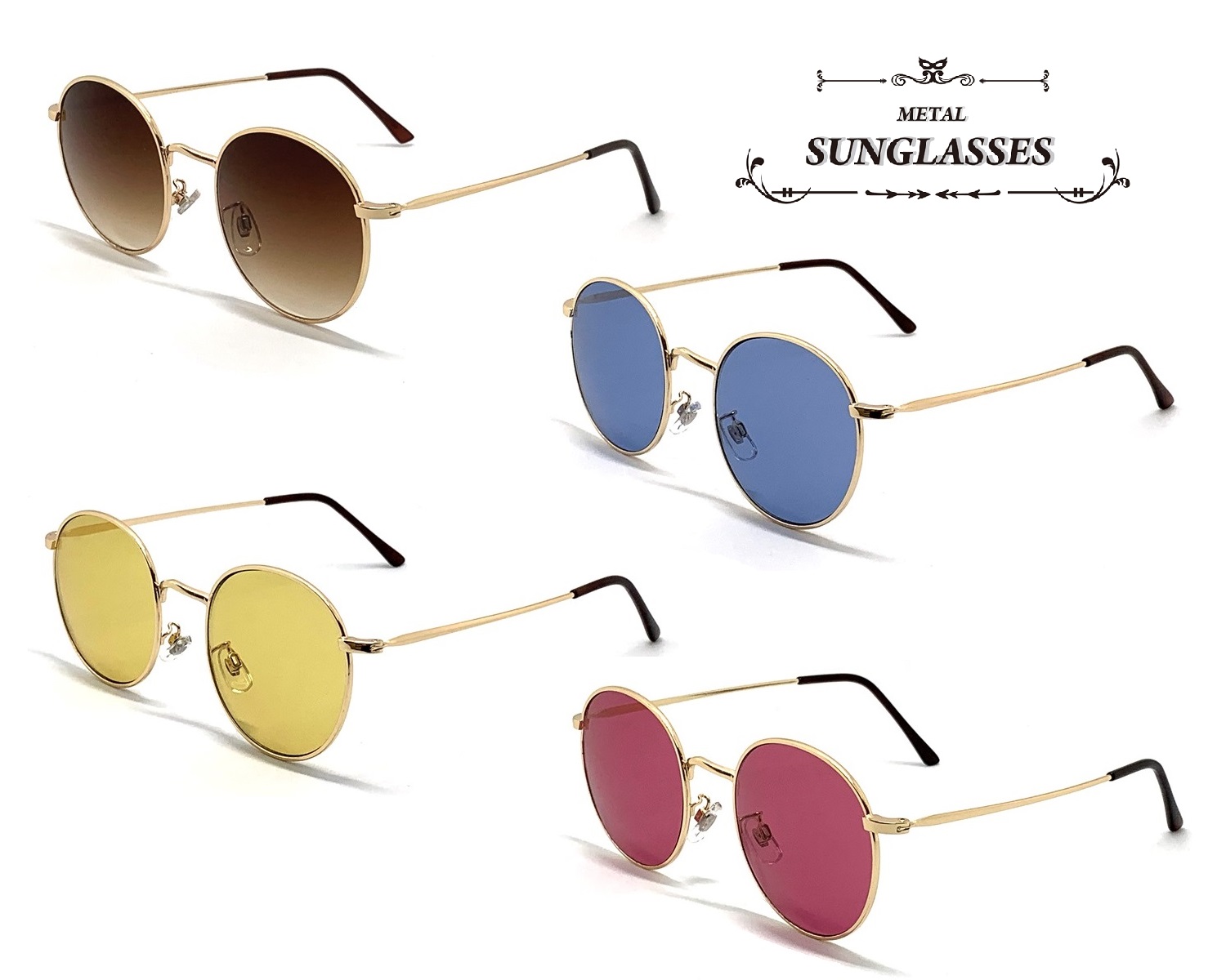 Sunglasses ニッケル合金フレーム ボストン ライトカラーレンズ サングラス 全4色 ファッション雑貨 株式会社 ビッグシャイン 問屋 仕入れ 卸 卸売の専門 仕入れならnetsea