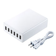 サンワサプライ USB充電器(6ポート・合計12A・ホワイト) ACA-IP67W
