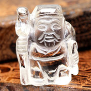 七福神の一柱 寿老人 長寿延命、富貴長寿の神 天然水晶A 彫刻 置物 約40mm