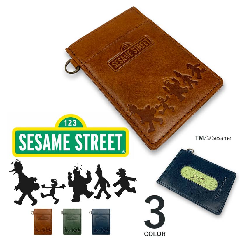 【全3色】SESAME STREET セサミストリート リアルレザー 定期入れ パスケース