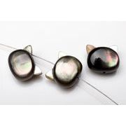 【3粒セット】(縦穴)ぷっくり可愛い！ブラックシェル猫　10mm　粒売り_T567-10