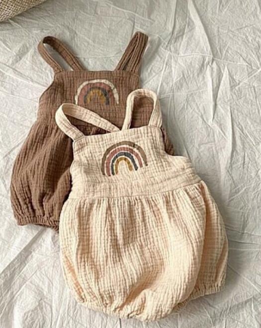 ロンパース★キッズ連体服★サロペット 虹柄 2色 66-90