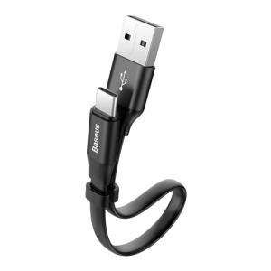 USBケーブル 急速充電タイプ USB～Type-C 長さ23cm ブラック