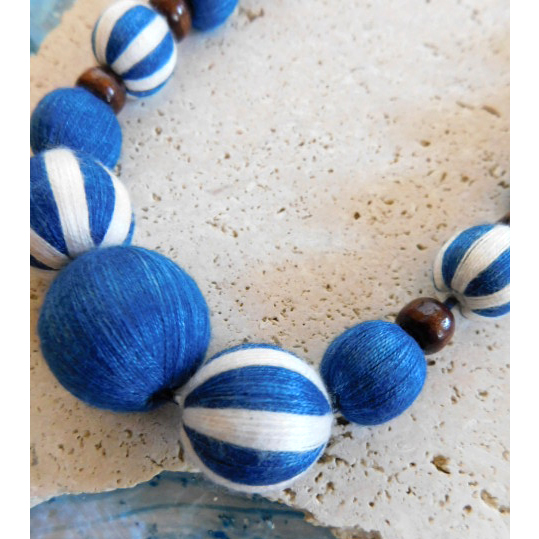 藍染 コットンボールネックレス ファッショングッズ 個人事業主 アジアン雑貨リバータイ Netsea 問屋 卸売 卸 仕入れ専門