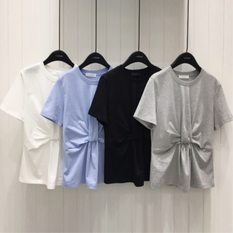 韓国ファッション新品　おしゃれ切替Tシャツレディース　夏　4色