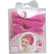 [廃盤] フェイスアップドライキャップ シュシュ付き ピンクフラワー 1個入