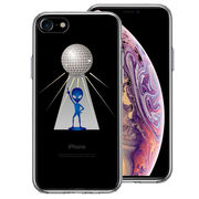 iPhone7 側面ソフト 背面ハード ハイブリッド クリア ケース 宇宙人 フィーバー ミラーボール