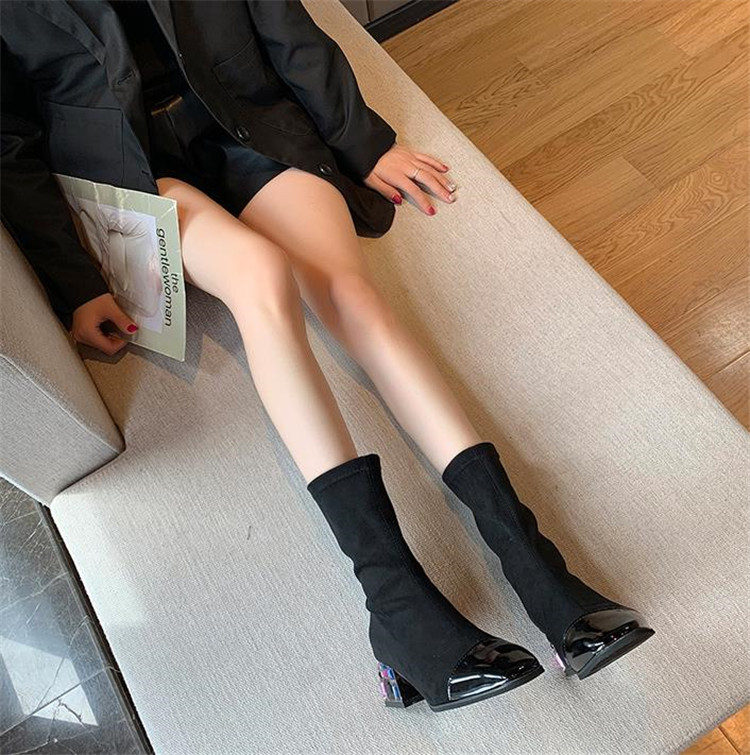 季節にピッタリ 早い者勝ち ラウンドトゥ 厚いヒール ショートブーツ ミッドヒール スエード ファッション雑貨 オープンブリッジ 合同会社 問屋 仕入れ 卸 卸売の専門 仕入れならnetsea