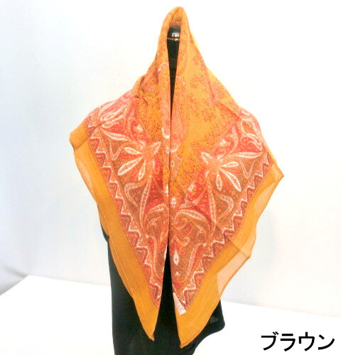 【日本製】【ウール】【スカーフ】ウール100％ラメ入りペイズリー柄日本製スカーフ