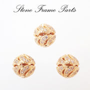 ストーンフレーム【106.透かしビーズ】1個 透かしパーツ ゴールド ボール ラインストーン ハンドメイド