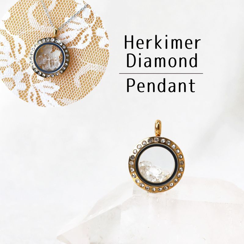 ペンダントトップ　石有ゴールド　ハーキマーダイヤモンド　小　ドリームクリスタル　ネックレス