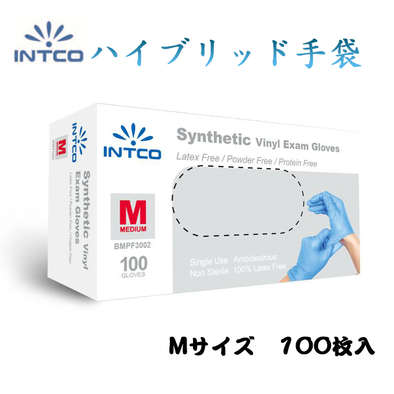 【お一人様1点限り！】 M　粉なし  ブルー  100枚入　INTCO合成ニトリル手袋 病院採用商品