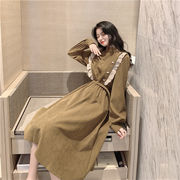 着回し度抜群！楽ちんの極み！韓国ファッション  ワンビース フレンチ  おしゃれな ロングスカート