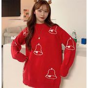 満場の注目を集めて登場する 韓国ファッション ラージサイズ クリスマス ラウンドネック セーター