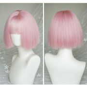 小さい新鮮な ウィッグショートヘアふわふわ パーソナリティ ピンク ショートストレートヘア エア 前髪