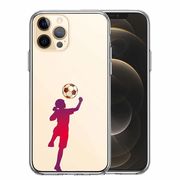 iPhone12 Pro 側面ソフト 背面ハード ハイブリッド クリア ケース サッカー ヘディング 女子