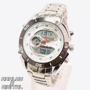 アナデジ デジアナ HPFS9401-SVWH アナログ&デジタル クロノグラフ ダイバーズウォッチ風メンズ腕時計
